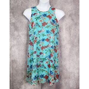 Calvin Klein Blue Floral Shift Dress Womens Size 10‎ Sleeveless Lined Easter